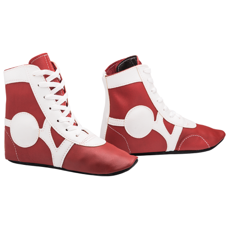 Купить Обувь для самбо SM-0102, кожа, красный Rusco в Балашихе 