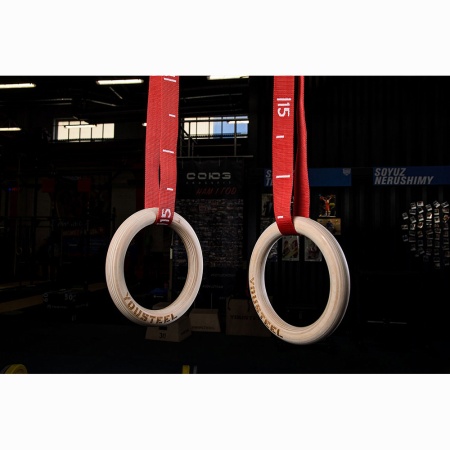 Купить Кольца гимнастические 32 мм красные стропы в Балашихе 