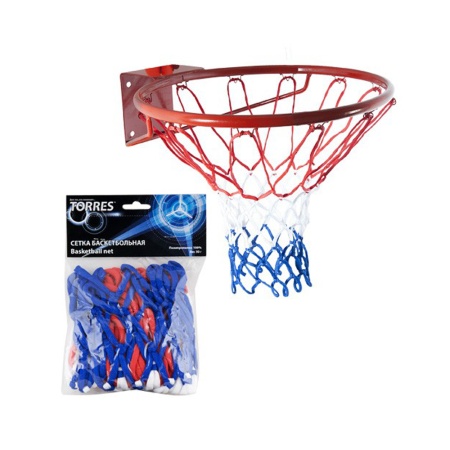 Купить Сетка баскетбольная Torres, нить 4 мм, бело-сине-красная в Балашихе 