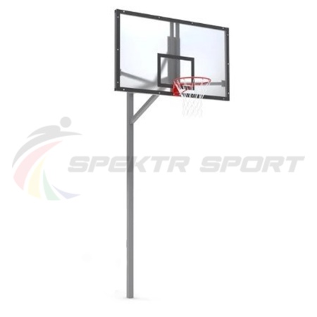 Купить Стойка баскетбольная уличная упрощенная со щитом из оргстекла, кольцом и сеткой SP D 412 в Балашихе 