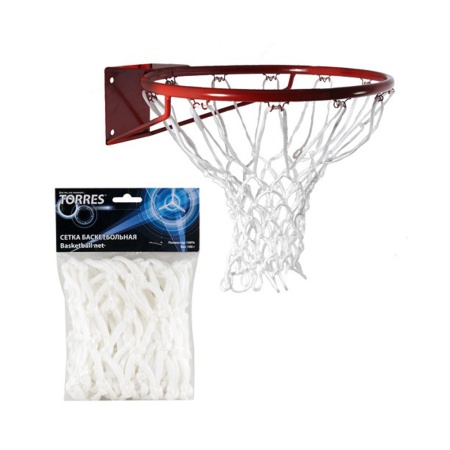Купить Сетка баскетбольная Torres, нить 6 мм, белая в Балашихе 