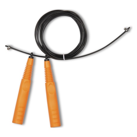 Купить Скакалка высокооборотная Кроссфит стальной шнур в оплетке 2.9 м чёрно-оранжевая в Балашихе 
